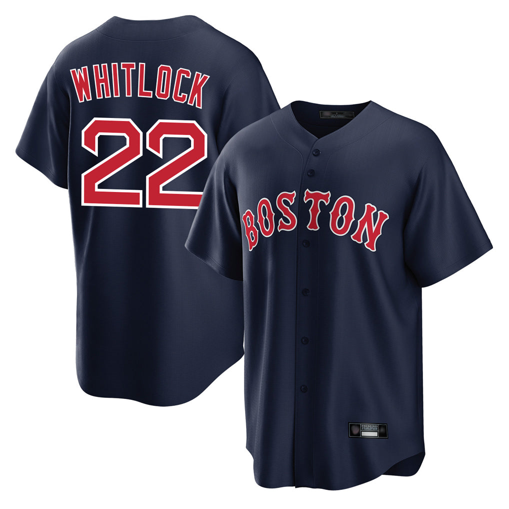 B.Red Sox #22 Garrett Whitlock Player Navy Home Game Hdoa Stitched Jerseys