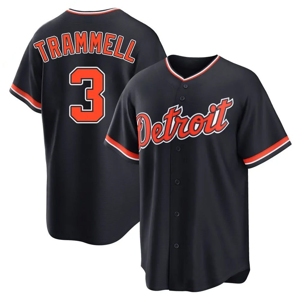 D.Tigers #3 Alan Trammell Player Navy Home Game Hdoa Stitched Jerseys