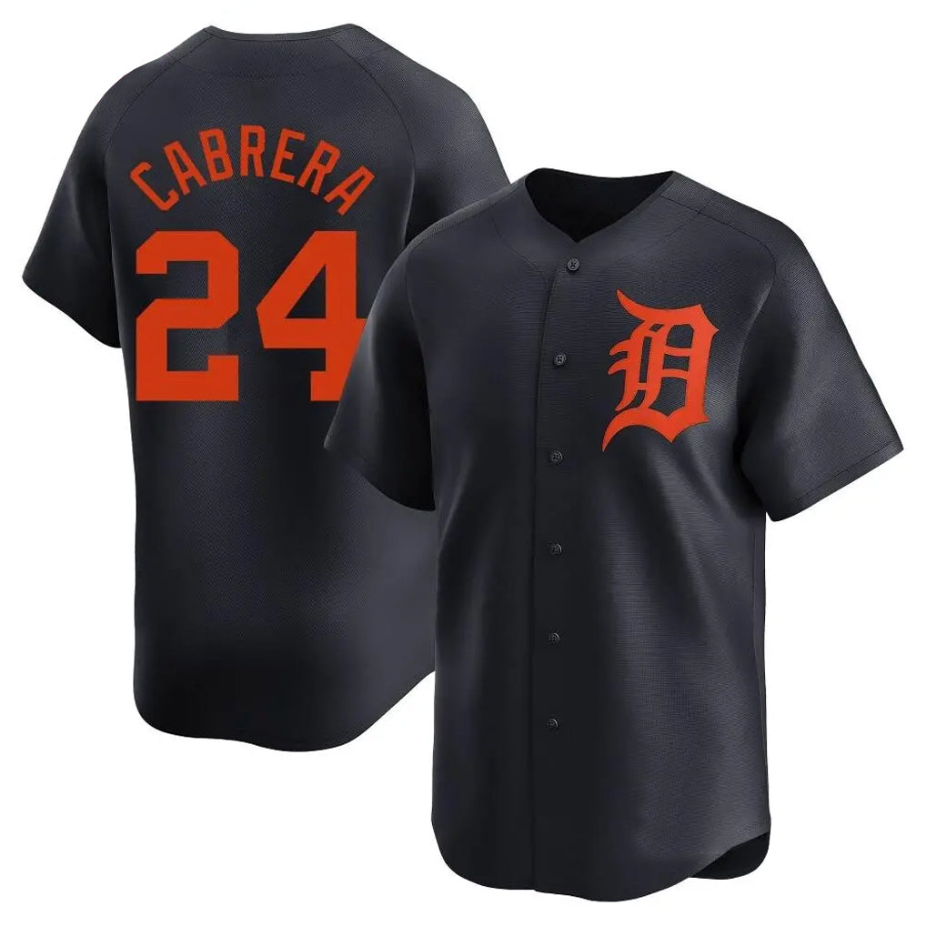 D.Tigers #24 Miguel Cabrera Player Navy Home Limited Hdoa Stitched Jerseys