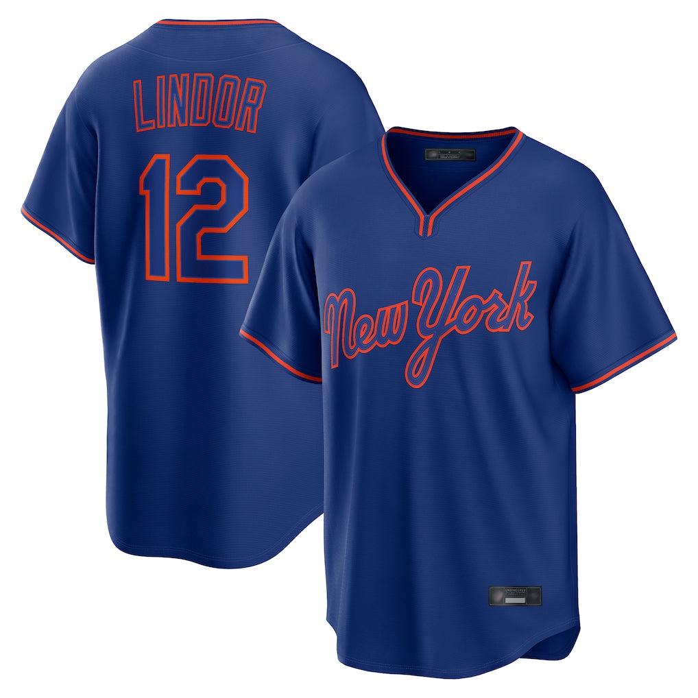NY.Mets #12 Francisco Lindor Player Royal T-shirt Home Game Hdoa Stitched Jerseys