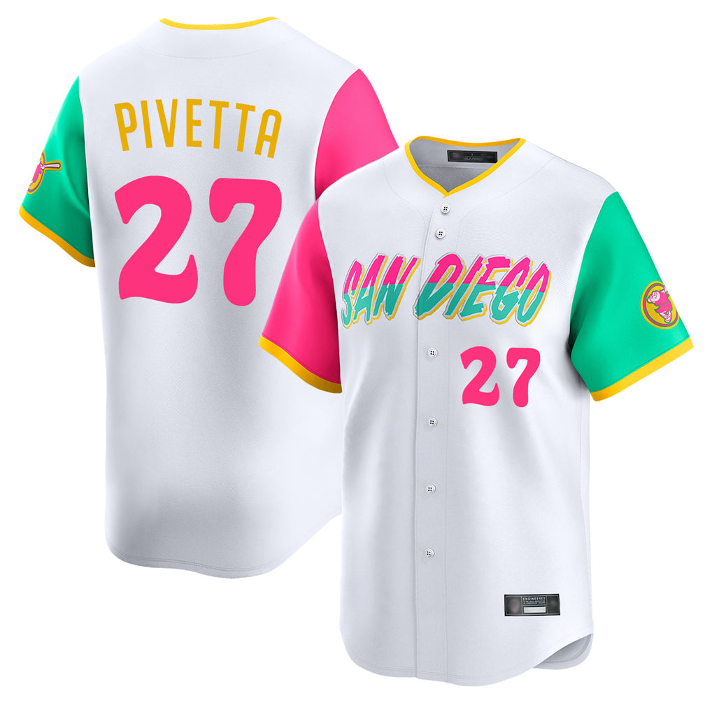 S.Diego Padres #27 Nick Pivetta Player White City Connect Home Limited Hdoa Stitched Jerseys