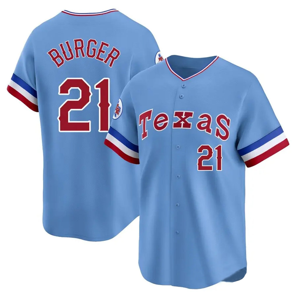 T.Rangers #21 Jake Burger Player Light Blue Cooperstown Collection Limited Hdoa Stitched Jerseys