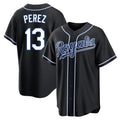 KC.Royals #13 Salvador Perez Player Black Carbon Fashion Home Game Hdoa Stitched Jerseys