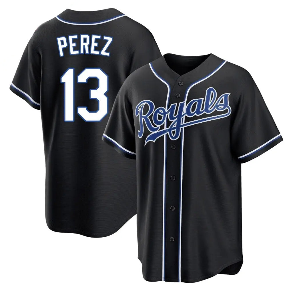 KC.Royals #13 Salvador Perez Player Black Carbon Fashion Home Game Hdoa Stitched Jerseys