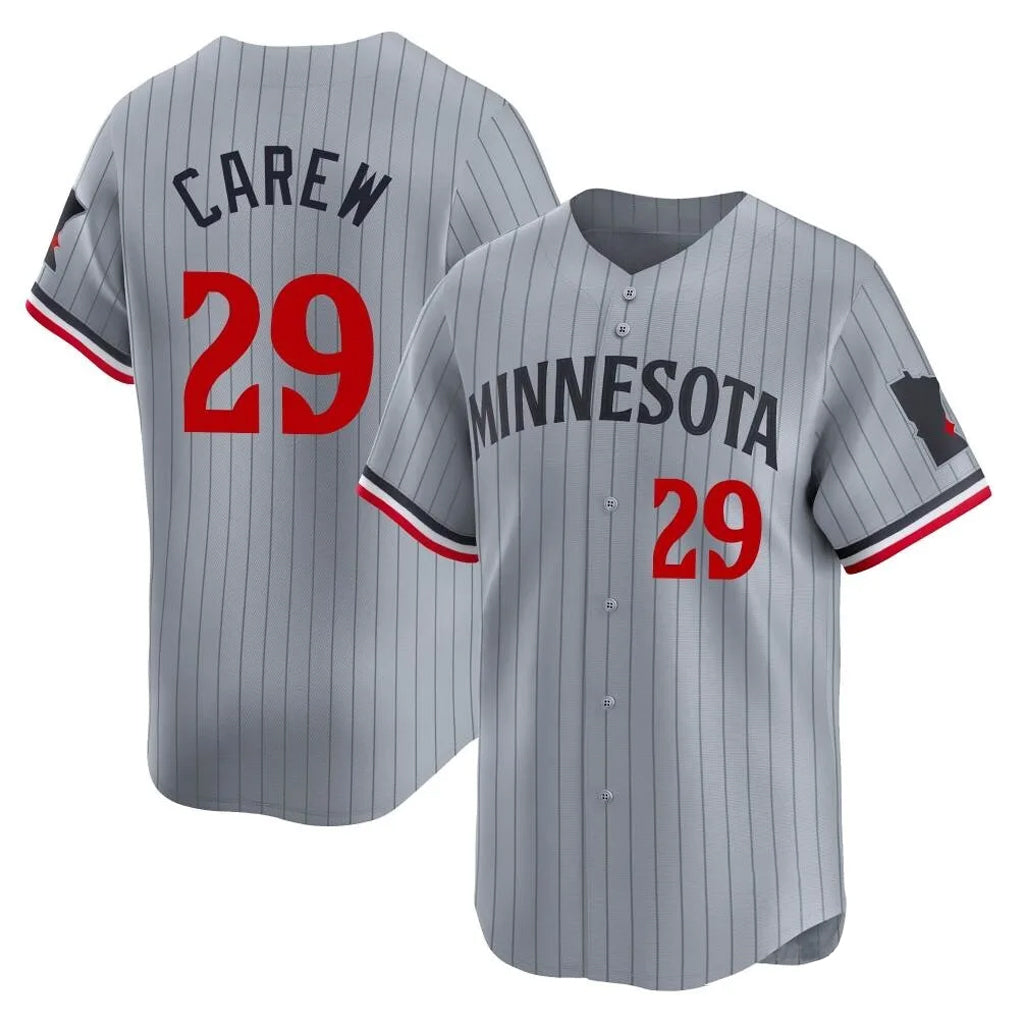 M.Twins #29 Rod Carew Player Gray Home Limited Hdoa Stitched Jerseys