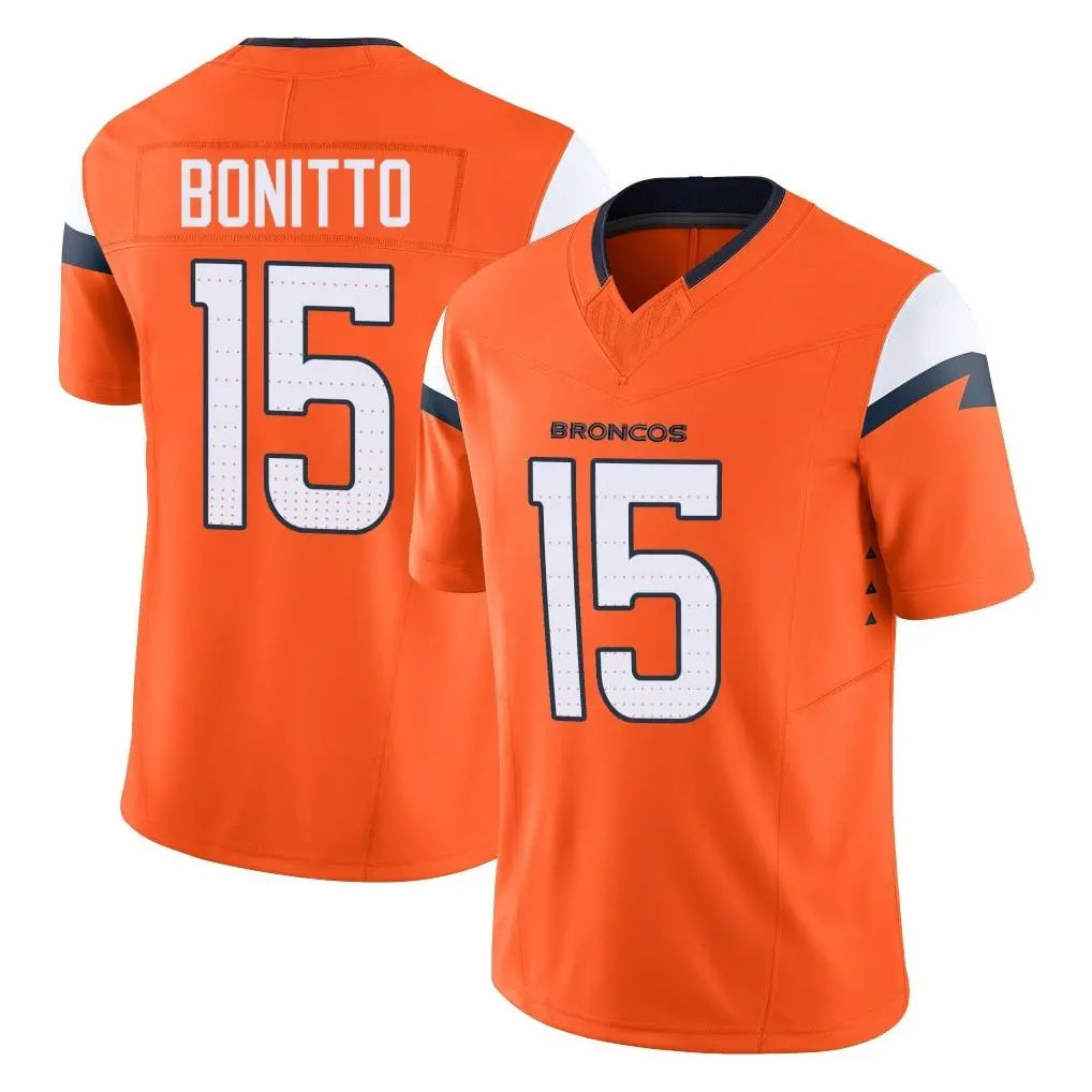 D.Broncos #15 Nik Bonitto Player Orange Vapor F.U.S.E. Limited Home Game Hdoa Stitched Jerseys