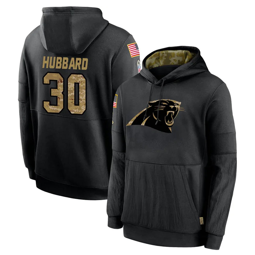 C.Panthers #30 Chuba Hubbard Player Black Salute to Service Pullover Hoodies Limited Game Hdoa Stitched Jerseys