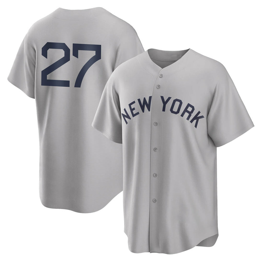 NY.Yankees #27 Giancarlo Stanton Player Gray Field of Dreams Game Hdoa Stitched Jerseys