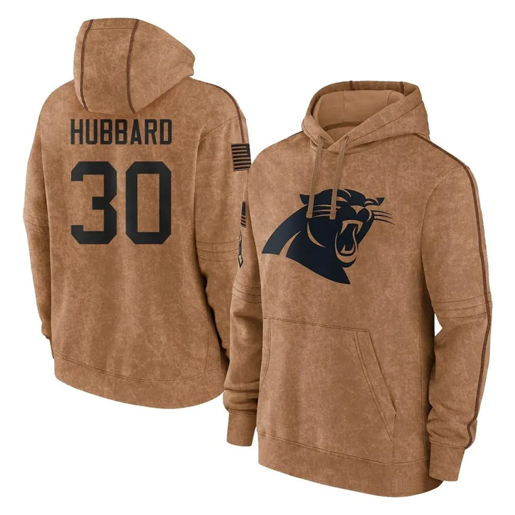 C.Panthers #30 Chuba Hubbard Player Brown Salute to Service Hoodies Limited Hdoa Stitched Jerseys