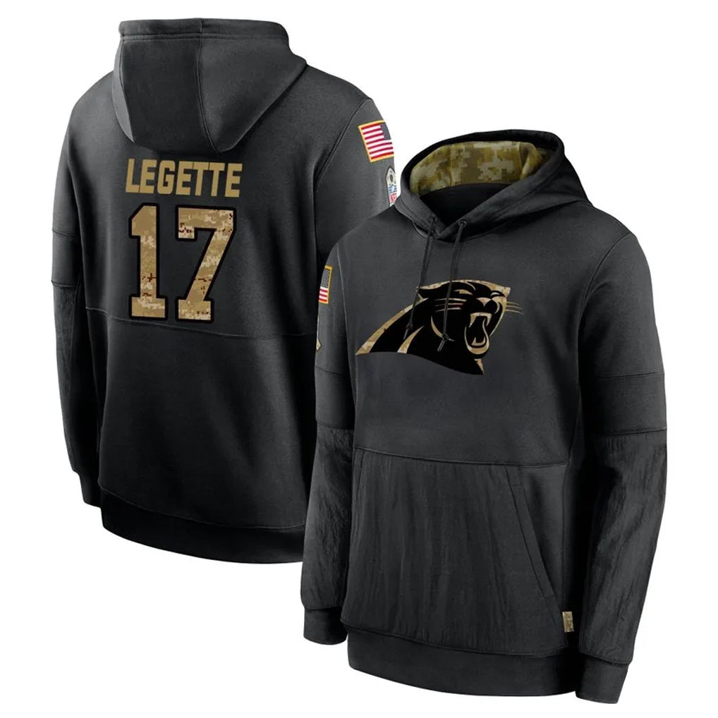 C.Panthers #17 Xavier Legette Player Black Salute to Service Pullover Hoodies Limited Game Hdoa Stitched Jerseys
