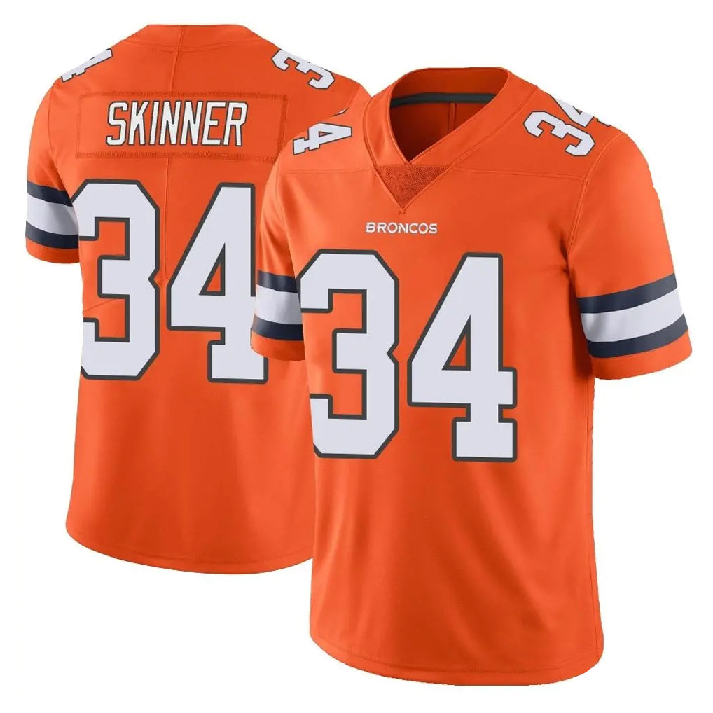D.Broncos #34 JL Skinner Player Orange Vapor Untouchable Limited Home Game Hdoa Stitched Jerseys