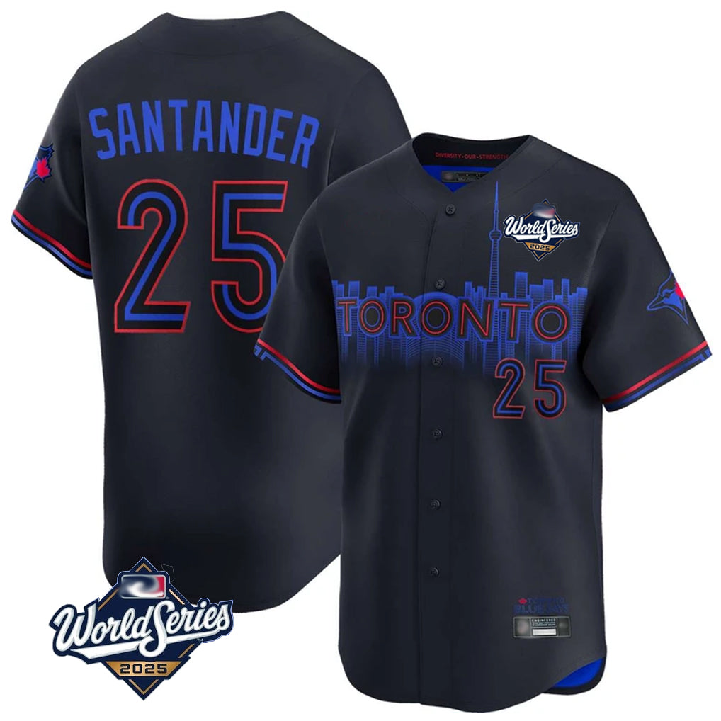 T.Blue Jays #25 Anthony Santander Player Black&Blue 2025 World Series City Connect Limited Hdoa Stitched Jerseys