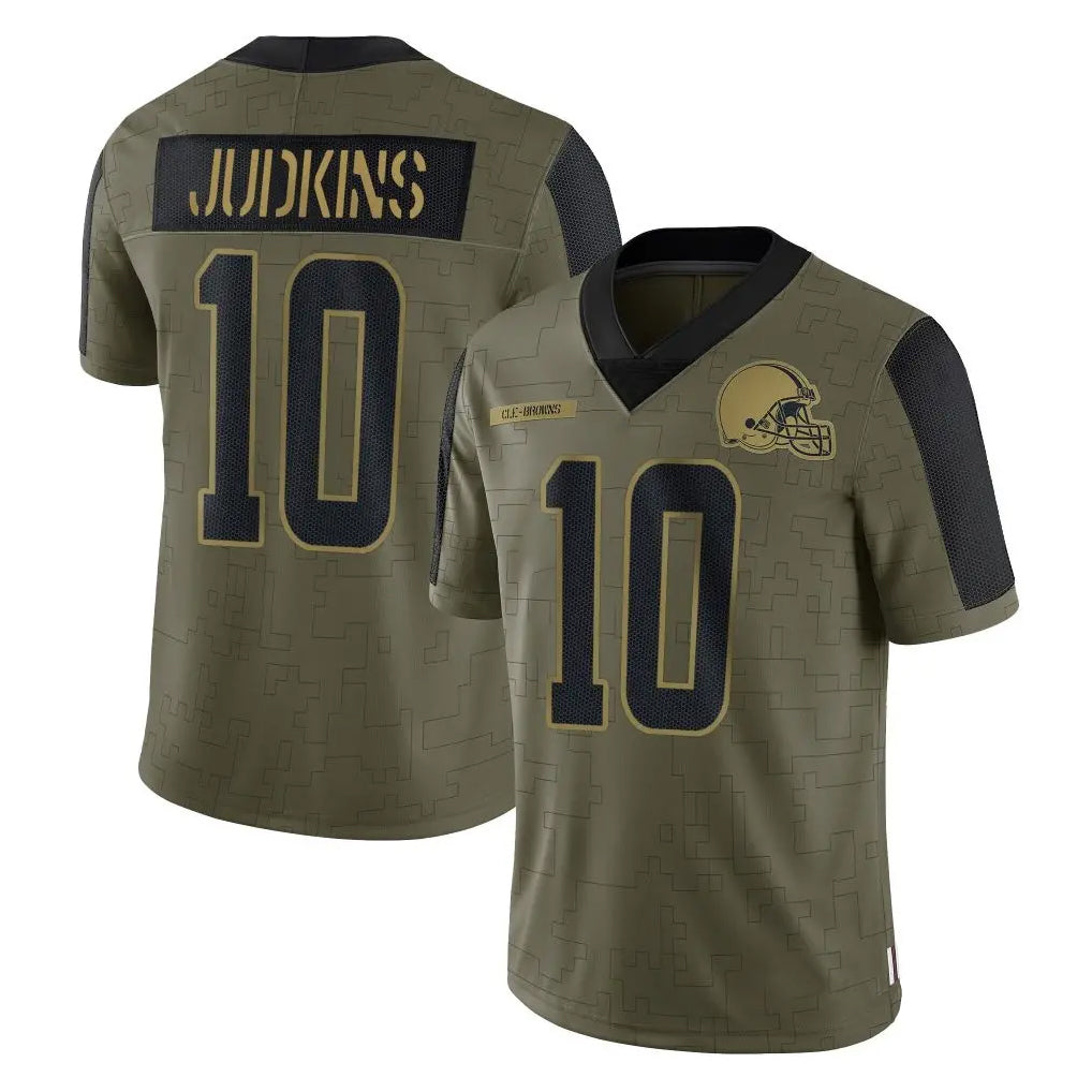 C.Browns #10 Quinshon Judkins Player Olive Salute to Service Limited Home Game Hdoa Stitched Jerseys