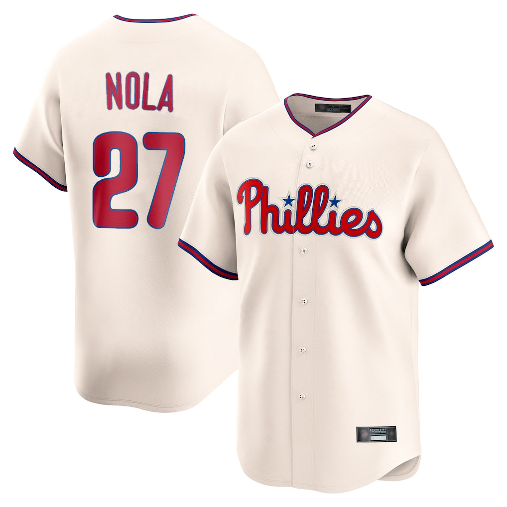 P.Phillies #27 Aaron Nola Player Cream Home Limited Hdoa Stitched Jerseys
