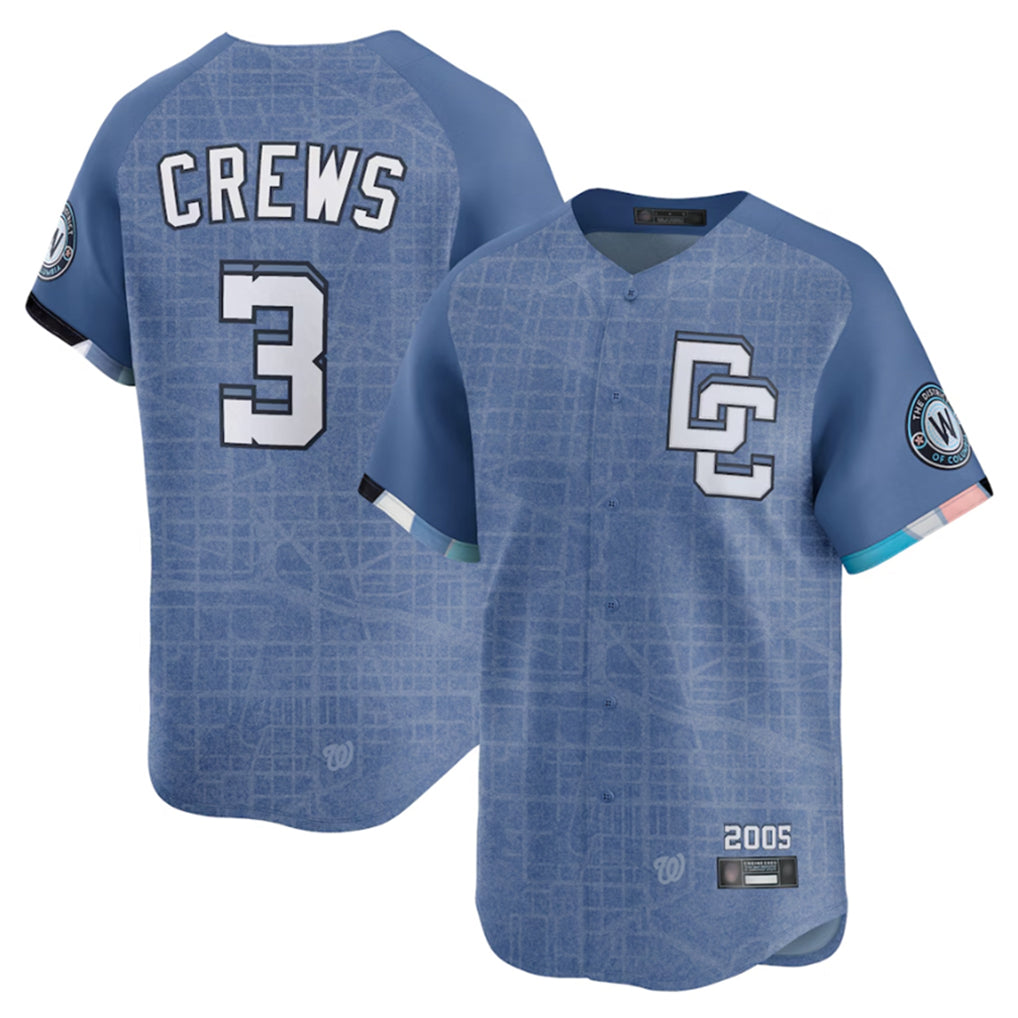 W.Nationals #3 Dylan Crews player Blue Limited City Connect Hdoa Hdoa Stitched Jerseys