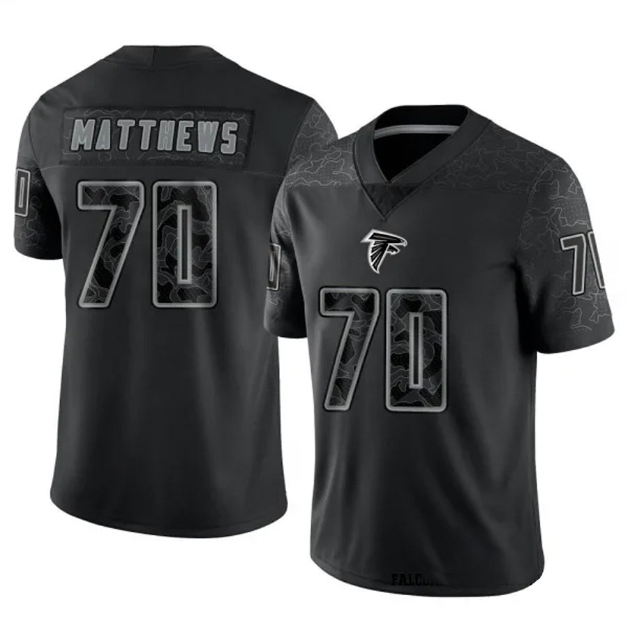 A.Falcons #70 Jake Matthews Player Black RFLCTV Limited Hdoa Stitched Jerseys