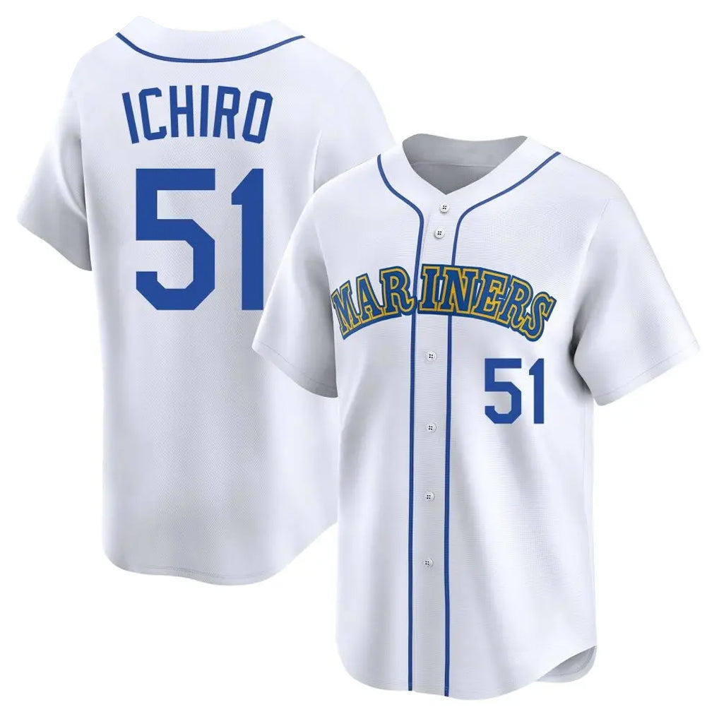 S.Mariners #51 Ichiro Suzuki Player White Pitch Fashion Game Hdoa Stitched Jerseys