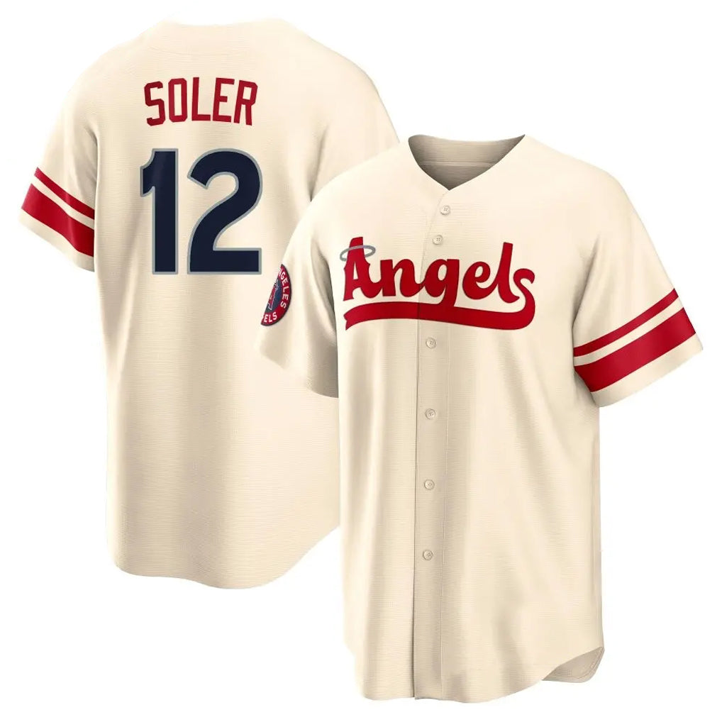 LA.Angels #12 Jorge Soler Player Cream City Connect Home Hdoa Stitched Jerseys