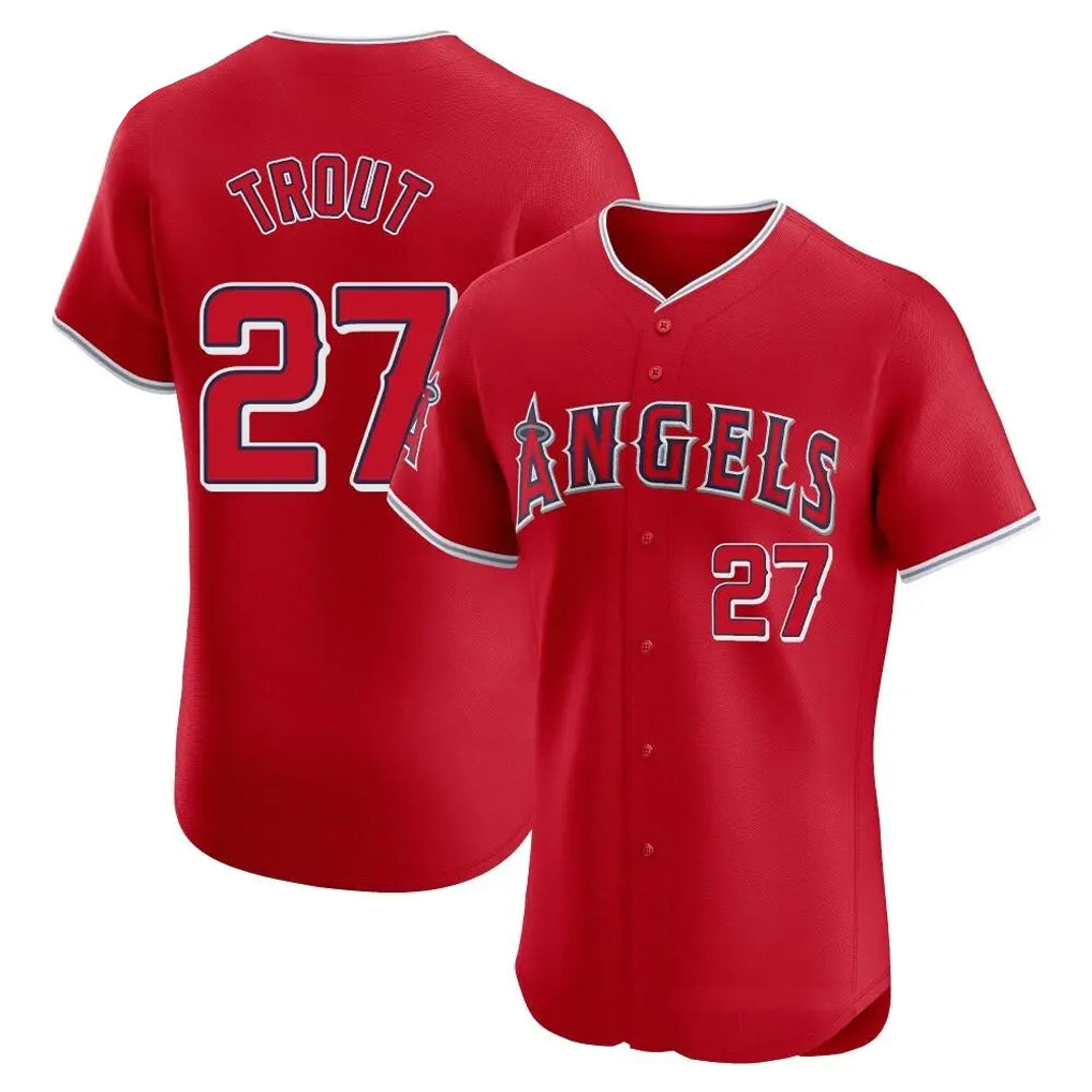 LA.Angels #27 Mike Trout Player Red Home Limited Elite Hdoa Stitched Jerseys
