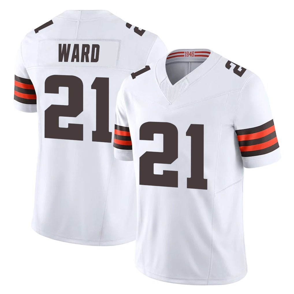 C.Browns #21 Denzel Ward Player White Vapor F.U.S.E. Limited Home Game Hdoa Stitched Jerseys