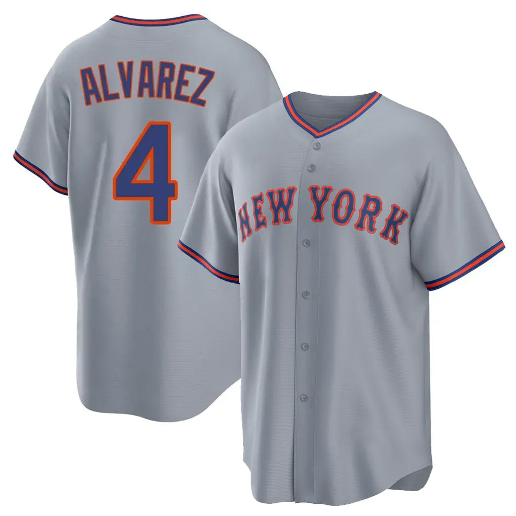 NY.Mets #4 Francisco Alvarez Player Gray Road Home Game Hdoa Stitched Jerseys