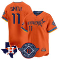 H.Astros #11 Cam Smith Player Orange City Connect Texas Patch Vapor Premier Limited Home Hdoa Stitched Jerseys