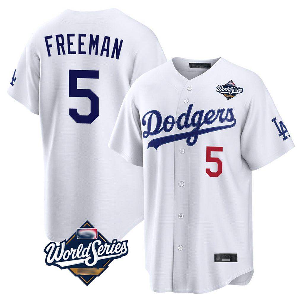 LA.Dodgers #5 Freddie Freeman Player White World Series Home Game Hdoa Stitched Jerseys