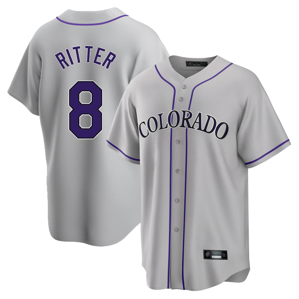 C.Rockies #8 Ryan Ritter Player Gray Game Home Hdoa Stitched Jerseys