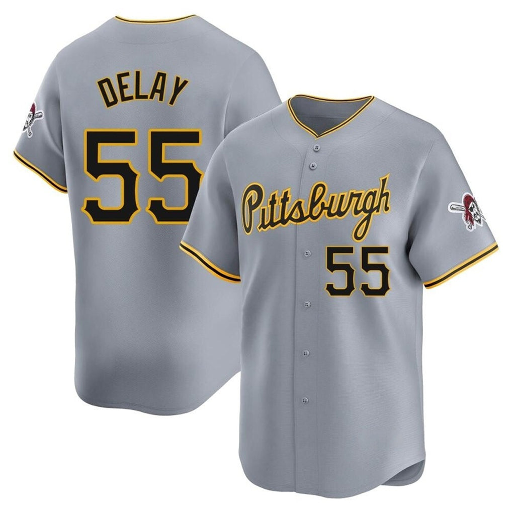 P.Pirates #55 Jason Delay Player Gray Road Home Limited Hdoa Stitched Jerseys