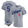 LA.Dodgers #5 Freddie Freeman Player Gray World Series Limited Elite Home Hdoa Stitched Jerseys