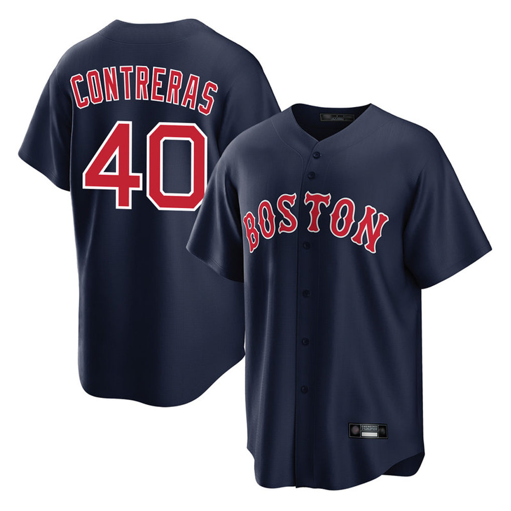 B.Red Sox #40 Willson Contreras Player Navy Home Game Hdoa Stitched Jerseys