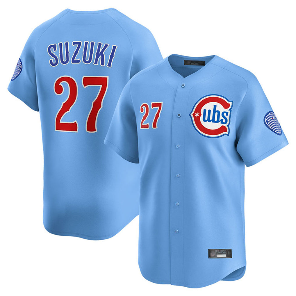 C.Cubs #27 Seiya Suzuki Player Light Blue Limited Home Hdoa Stitched Jerseys