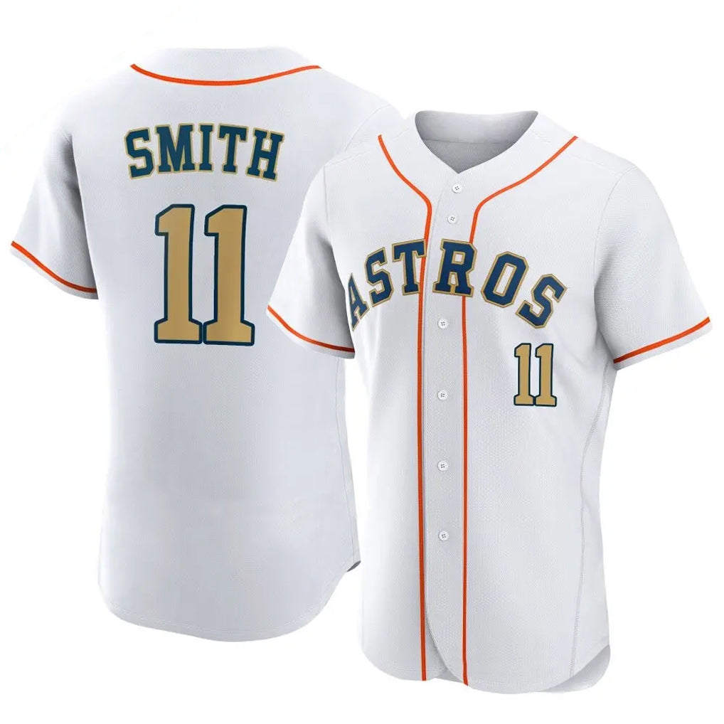 H.Astros #11 Cam Smith Player Gold Collection Limited Elite Home Hdoa Stitched Jerseys