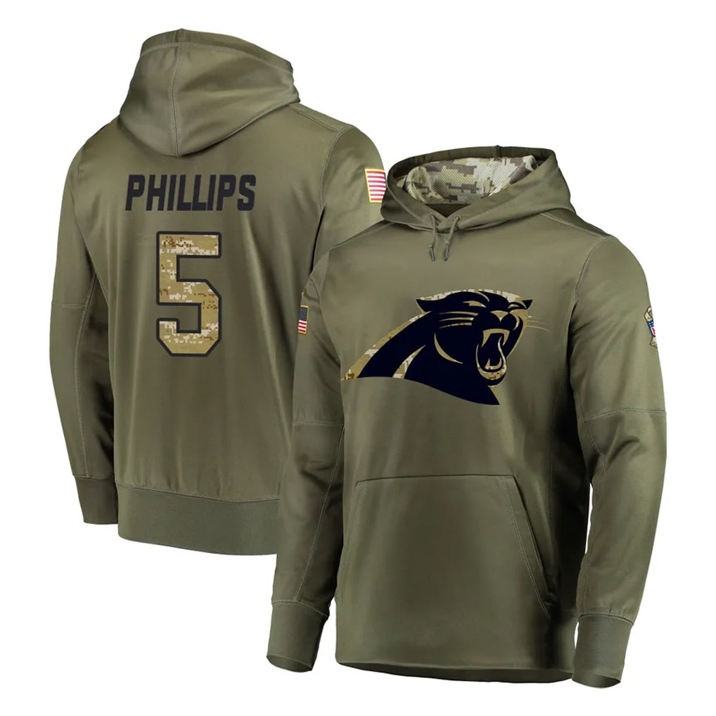 C.Panthers #5 Jaelan Phillips Player Olive Salute to Service Hoodies Hdoa Stitched Jerseys