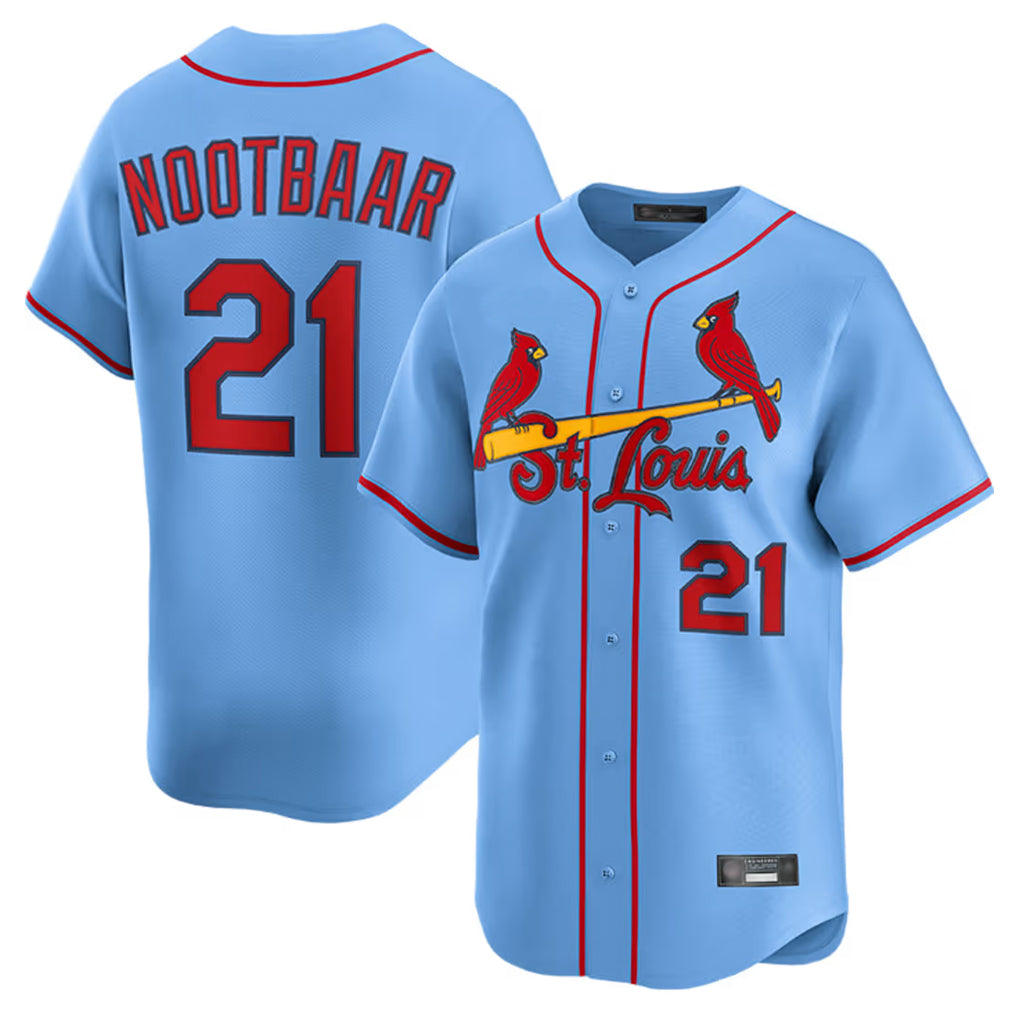 St. Louis Cardinals #21 Lars Nootbaar Player Light Blue Home Limited Hdoa Stitched Jerseys