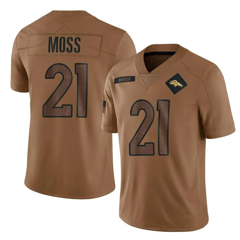 D.Broncos #21 Riley Moss Player Brown Salute To Service Limited Hdoa Stitched Jerseys