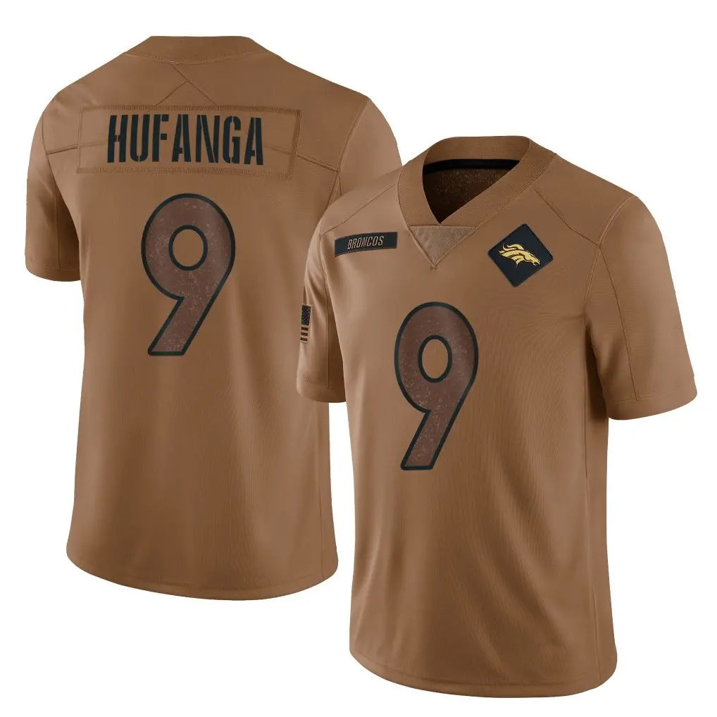 D.Broncos #9 Talanoa Hufanga Player Brown Salute To Service Limited Hdoa Stitched Jerseys