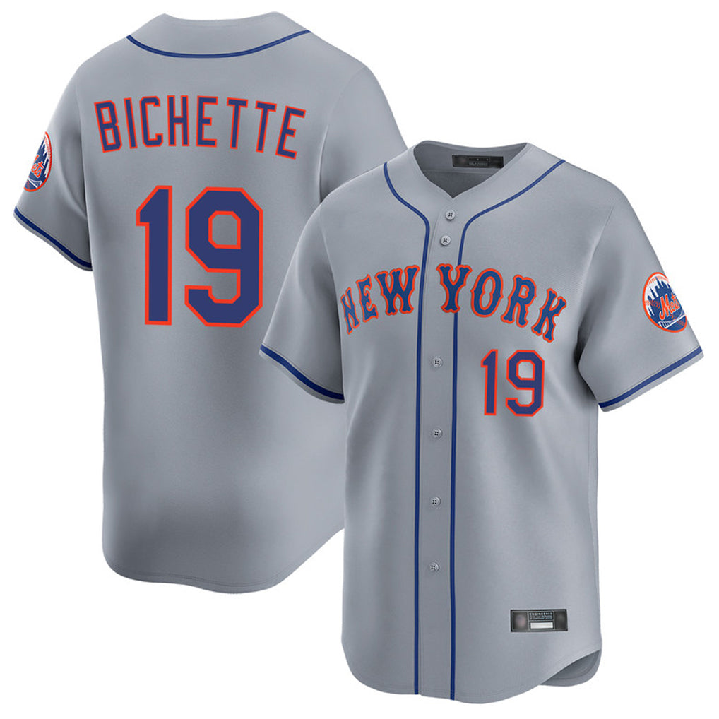 NY.Mets #19 Bo Bichette Player Gray Road Limited Home Hdoa Stitched Jerseys