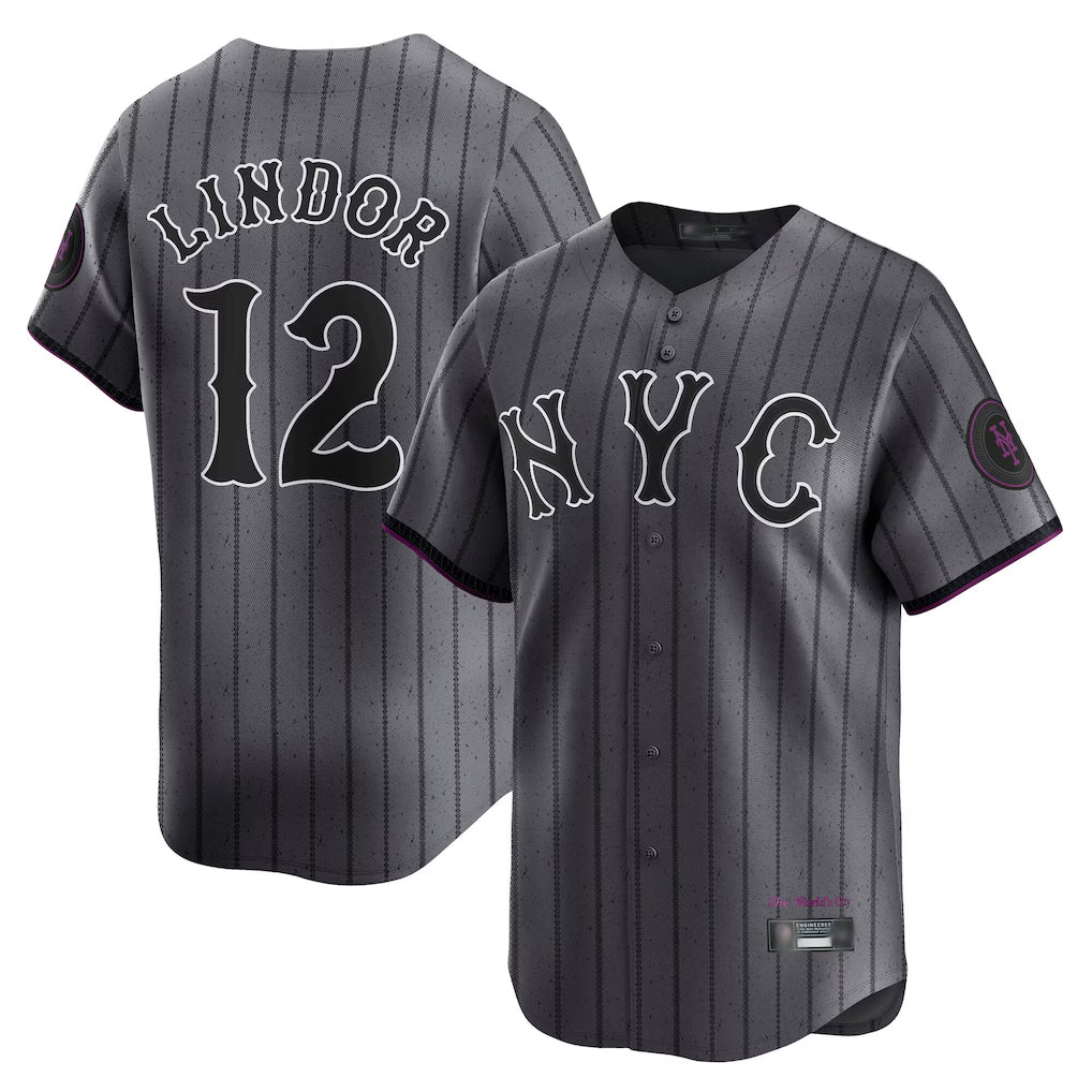 NY.Mets #12 Francisco Lindor Player Gray City Connect Limited Hdoa Stitched Jerseys