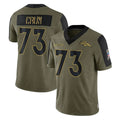D.Broncos #73 Frank Crum Player Olive Salute To Service Limited Game Hdoa Stitched Jerseys