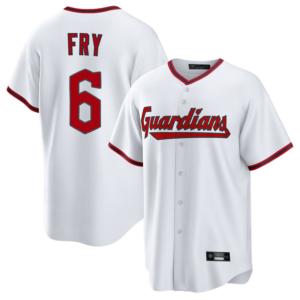 C.Guardians #6 David Fry Player White Game Home Hdoa Stitched Jerseys