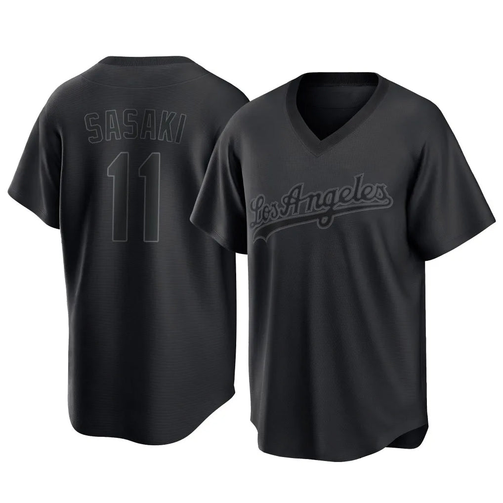 LA.Dodgers #11 Roki Sasaki Player Black Pitch Fashion T-shirt Hdoa Stitched Jerseys
