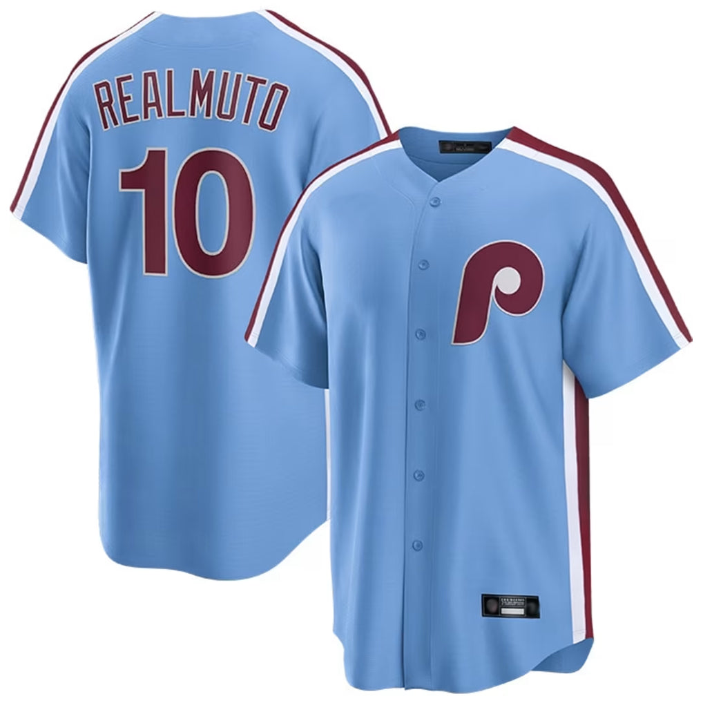 P.Phillies #10 J.T. Realmuto Player Light Blue Home Game Hdoa Stitched Jerseys