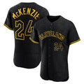 C.Guardians #24 Triston McKenzie Player Black Snake Skin City Limited Elite Home Hdoa Stitched Jerseys