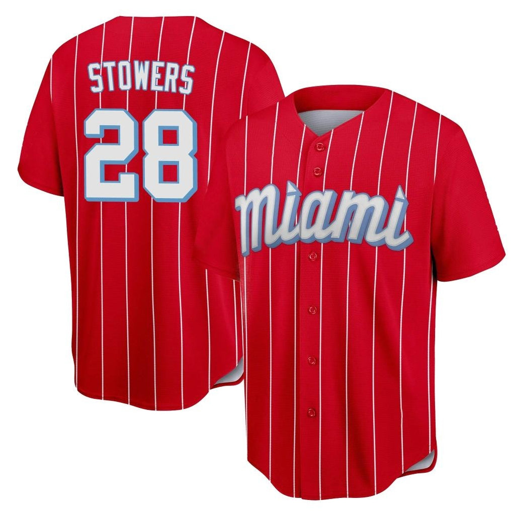 M.Marlins #28 Kyle Stowers Player Red City Connect Home Game Hdoa Stitched Jerseys
