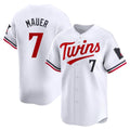 M.Twins #7 Joe Mauer Player White Home Limited Hdoa Stitched Jerseys