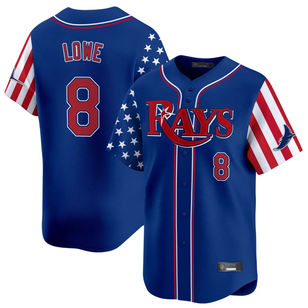 T.Bay Rays #8 Brandon Lowe Player Royal 2025 Independence Day Vapor Premier Limited Hdoa Stitched Jerseys