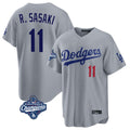 LA.Dodgers #11 Roki Sasaki Player Gray World Series Meet Game Home Hdoa Stitched Jerseys