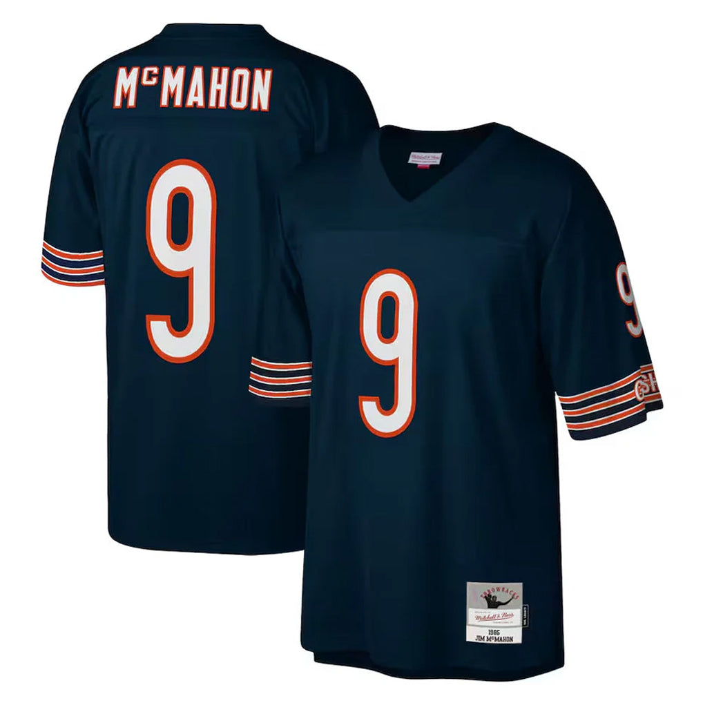 C.Bears #9 Jim McMahon Player Navy Mitchell & Ness Navy Legacy Replica Hdoa Stitched Jerseys