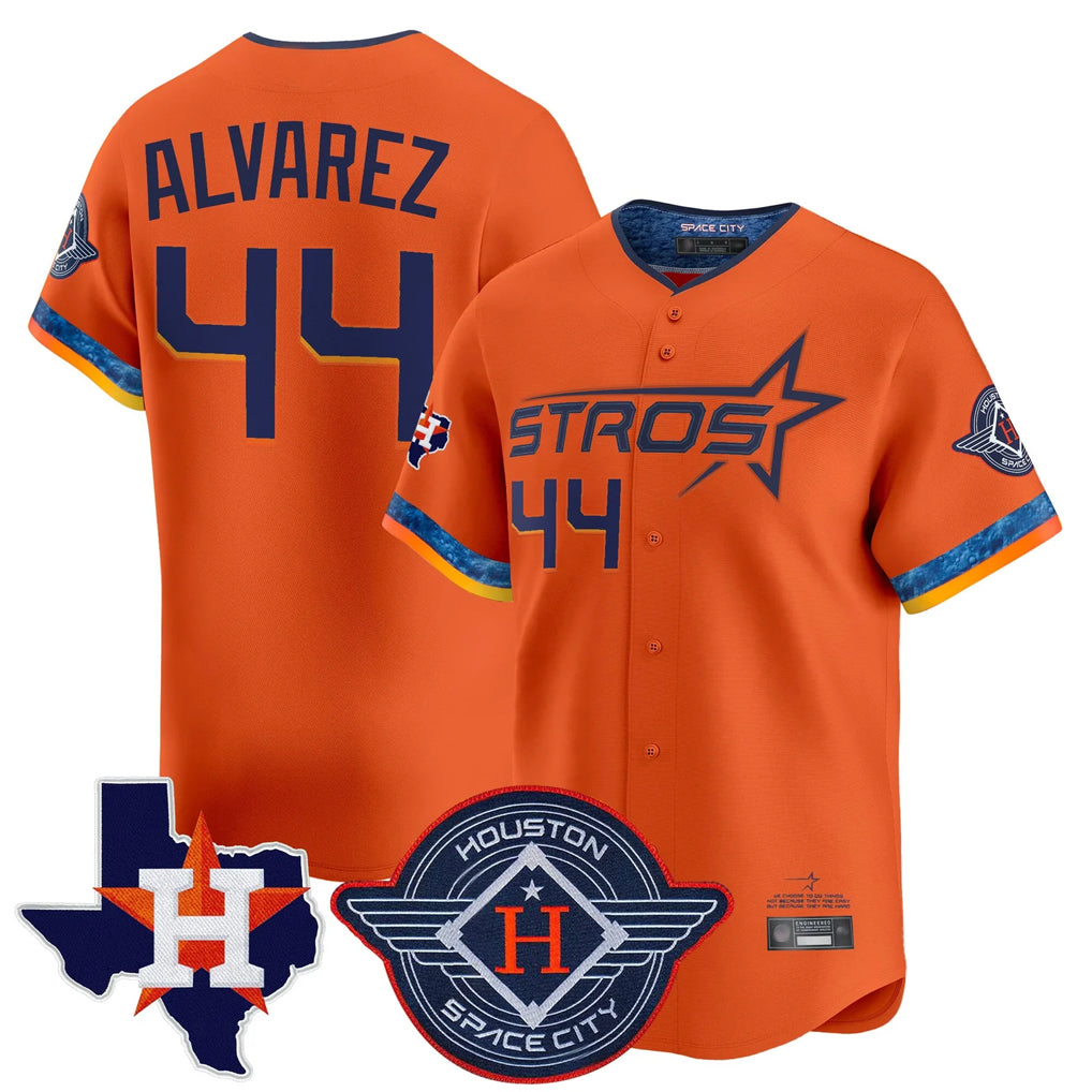 H.Astros #44 Yordan Alvarez Player Orange City Connect Texas Patch Vapor Premier Limited Home Hdoa Stitched Jerseys